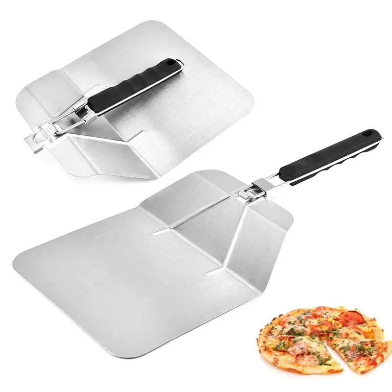 Stainless Steel Folding Pizza Shovel Square Cake Safety Transfer Shovel Baking Tools Cake Shovel Bakeware Pizza Tools
