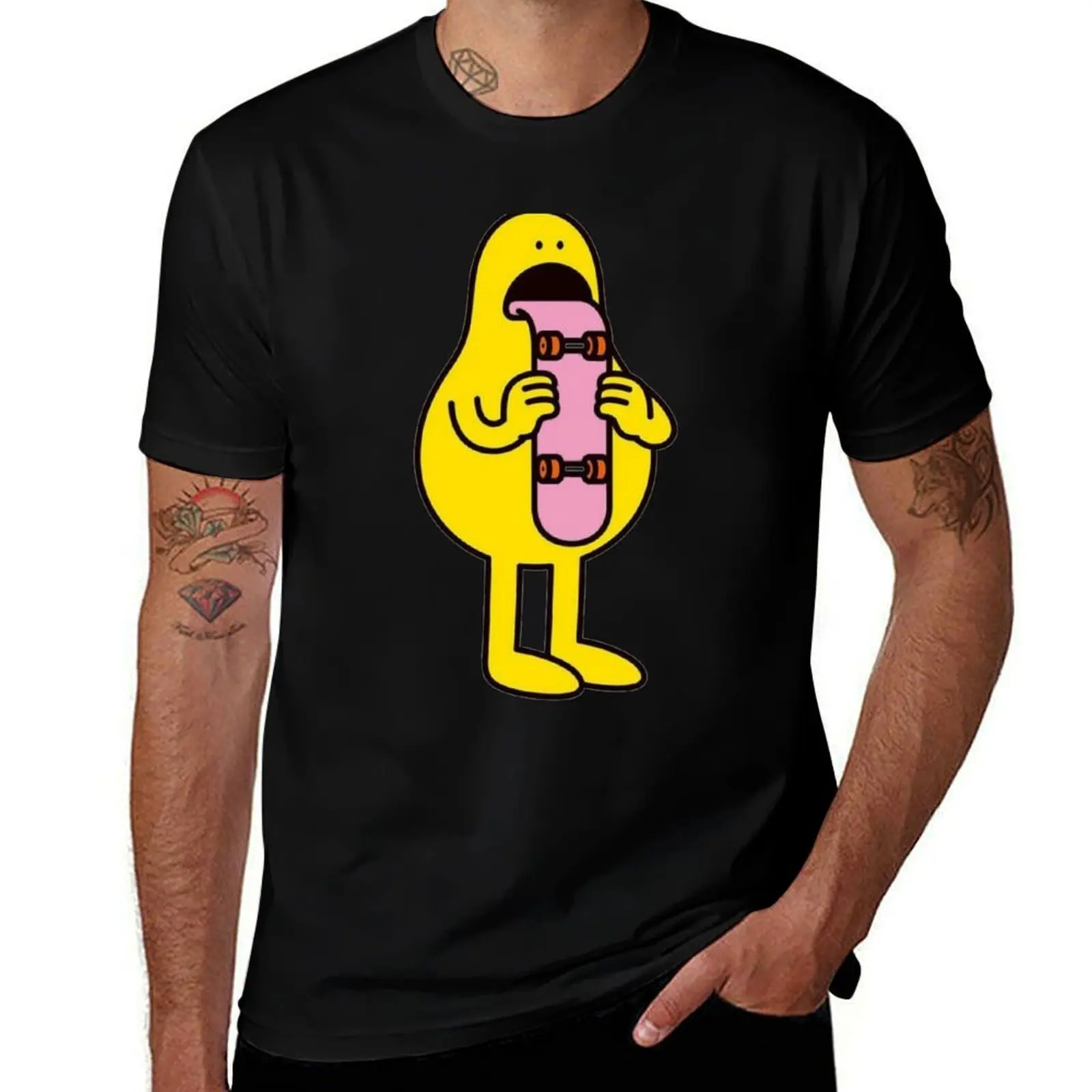 Yellow guy with skateboard tongue T-Shirt Lightweight Sport Basic T-Shirt