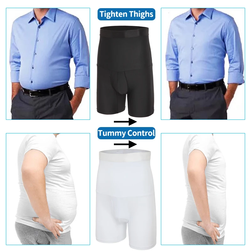 Pantalones cortos de Control de barriga para hombre, moldeador de cuerpo de compresión, entrenador de cintura alta, abdomen plano, ropa interior