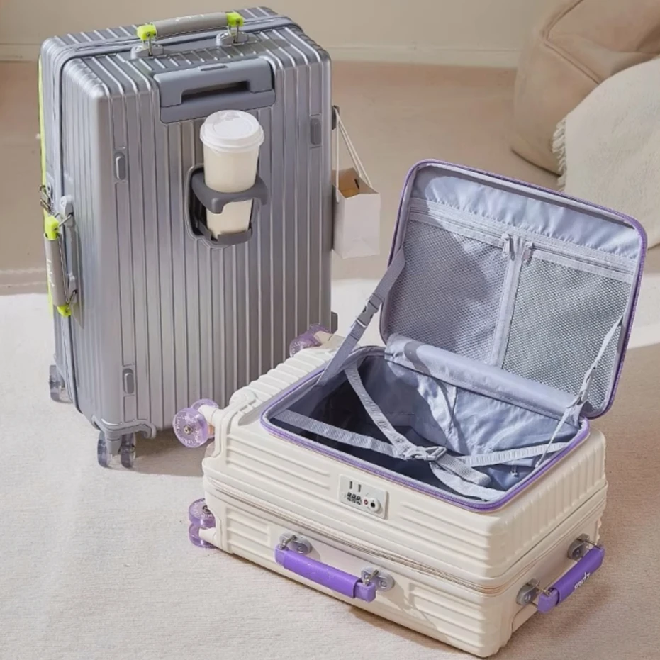 

Side Opening Suitcase Scalable Large Capacity Case Rolling Luggage 20/24/28inch Travel Trolley Bag With TSA Lock Colorful Wheels