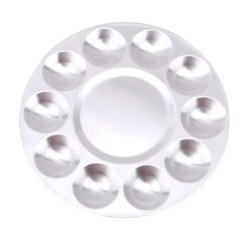Practical Round Aluminium Mixing Palette Art Supplies Painting Tray Watercolor for School Tools