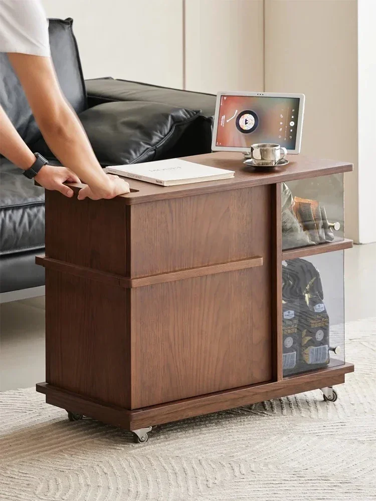 

French retro tea cabinet living room sofa coffee table side table solid wood trolley tea tableEsmt163