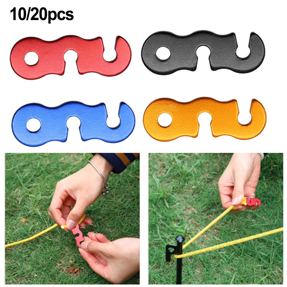 

10/20pcs Adjustable Camping Tent Cord Rope Buckle S Type Tensioners Fastener Kit Outdoor Camping Tents Securing Accessories