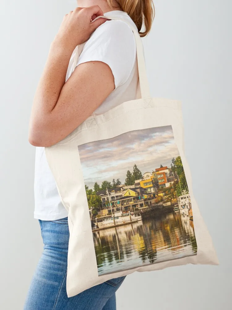 Arriving at Friday Harbor, San Juan Island Tote Bag bag luxury women Reusable bags Canvas Tote Bag