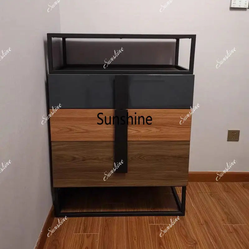 Nordic light luxury three-bucket cabinet, living room paint side cabinet, drawer locker