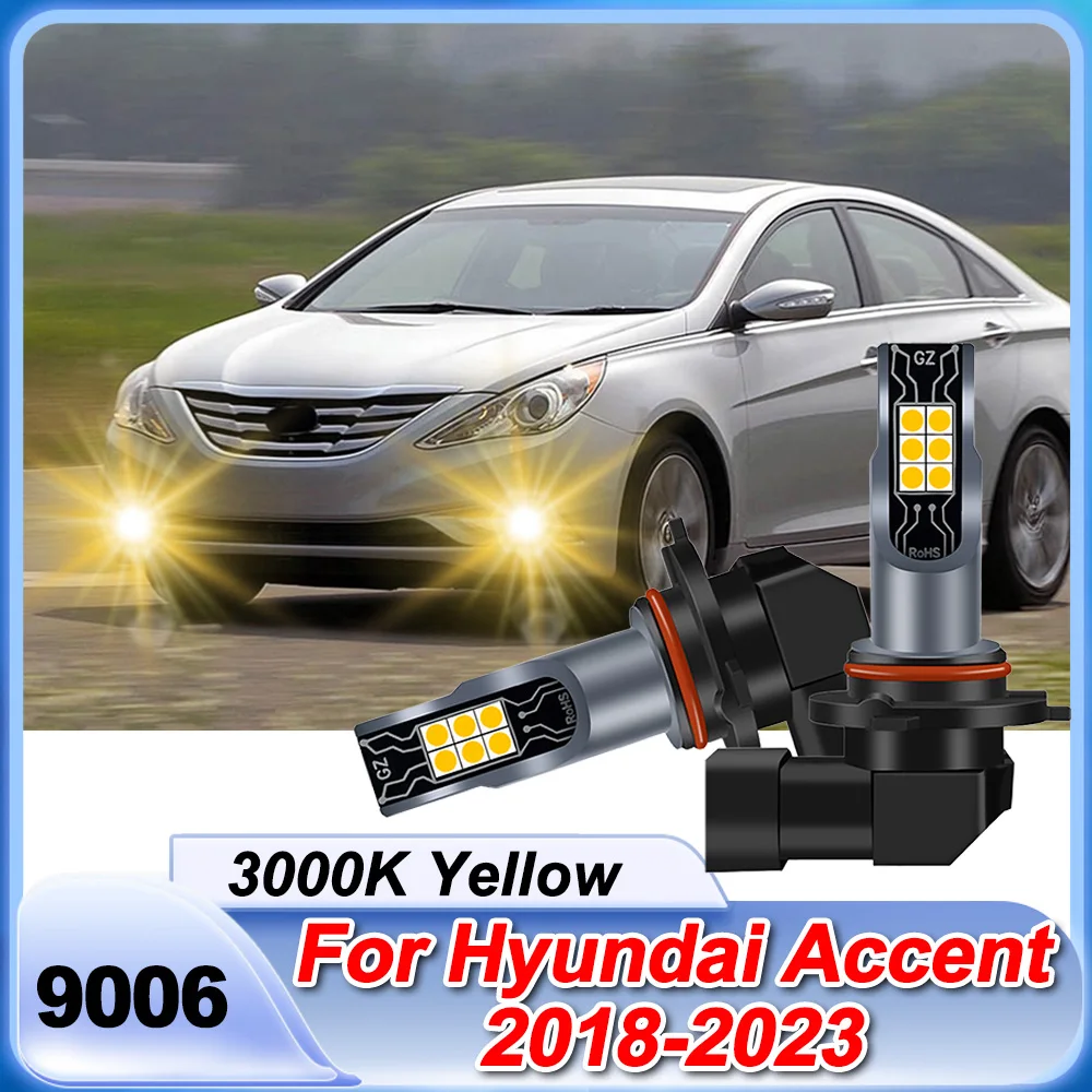 9006 HB4 LED-Nebelscheinwerfer 3000K Super Gelb 20000LM Hochleistungslampen für Hyundai Accent 2018-2023