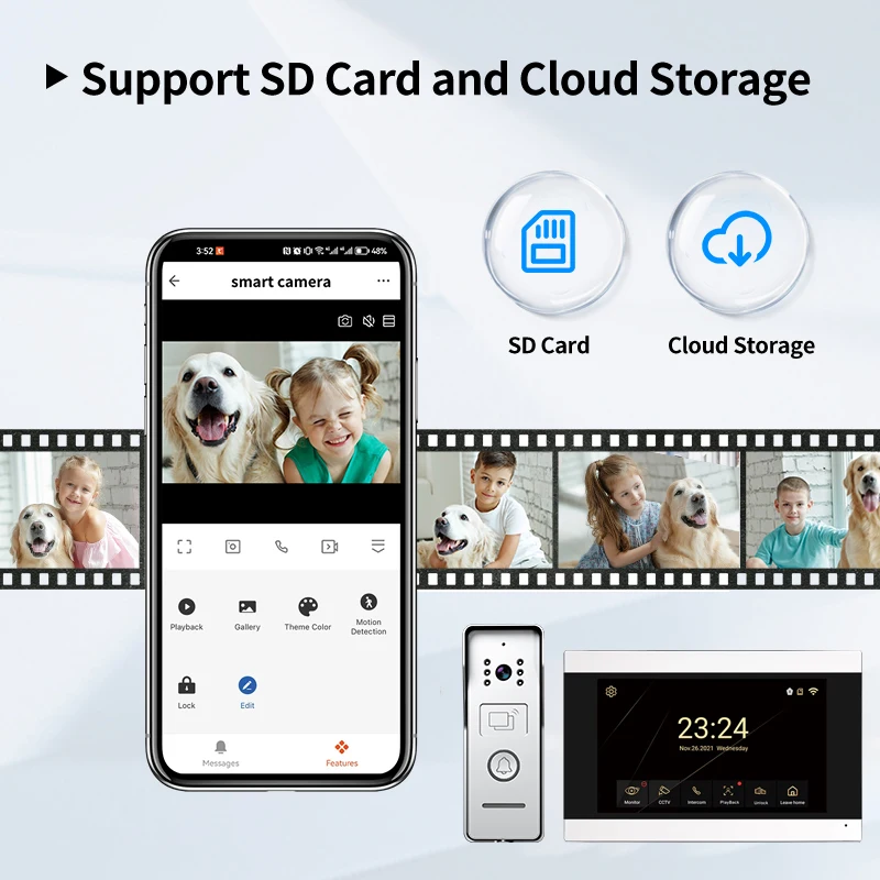Wi fi vídeo porteiro 1080p campainha de vídeo inteligente para casa tela toque 2 vias áudio tuya app desbloquear câmera do telefone da porta