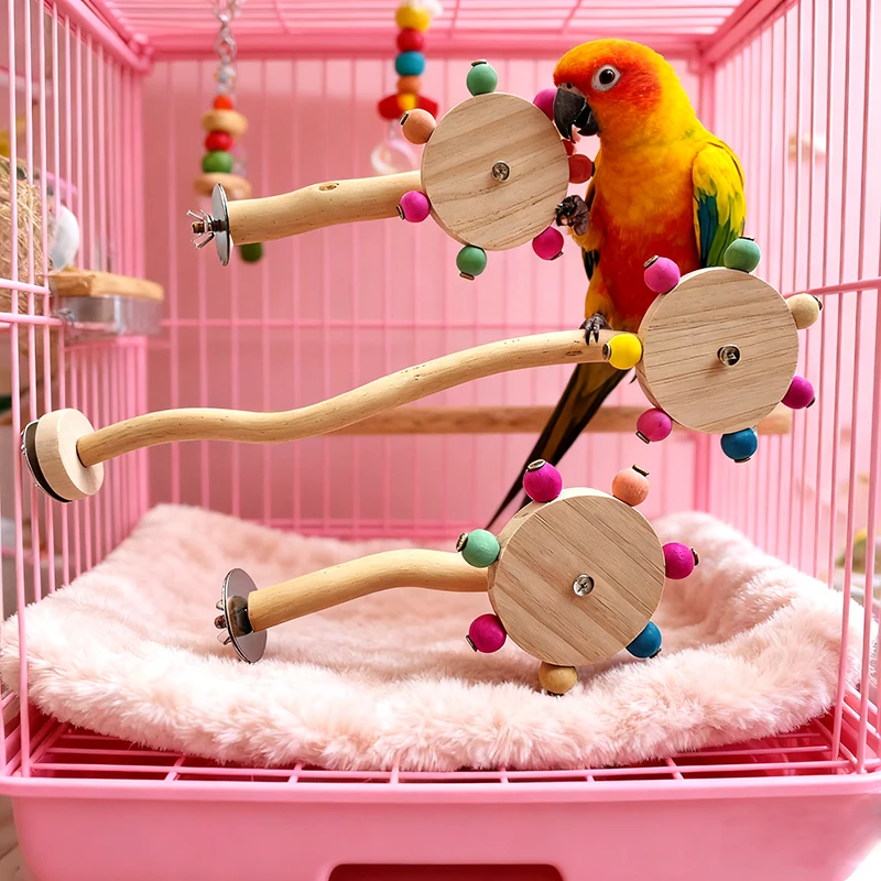 Papageien-Vogel-Spielzeug, rotierende Windmühle, stehend, interaktiver Vogelständer, buntes Nahrungssuche-Spielzeug, Puzzle, Spielzubehör für Vögel