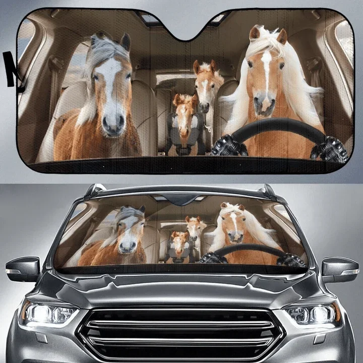 3D Horse Driver Simulation Car Sun Shade Windshield Sunshade for Car Windshield UV Sun Car Sunshade High Quality parasol coche