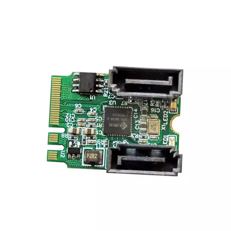 JMB582 PCIe M.2 WiFi Interface to 2-Port SATA Adapter