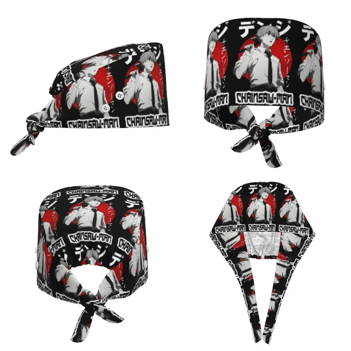 Pochita Ramen Chainsaw Man Anime Scrub Hat Doctor Working Surgical Cap Unisex Adjustable Nursing Caps for Dentist