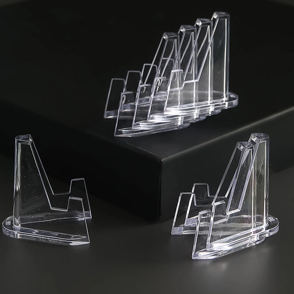 

20Pcs Transparent Plastic Coin Display Rack Clear Stand For Mini Figurine Holder Easel Storage ganizer Home Model