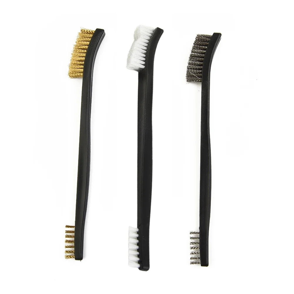 1pc Double Head Wire Brush Set Steel Brass Nylon Cleaning Polishing Metal Rust Light Scrubbing Tools Copper Wire Brush