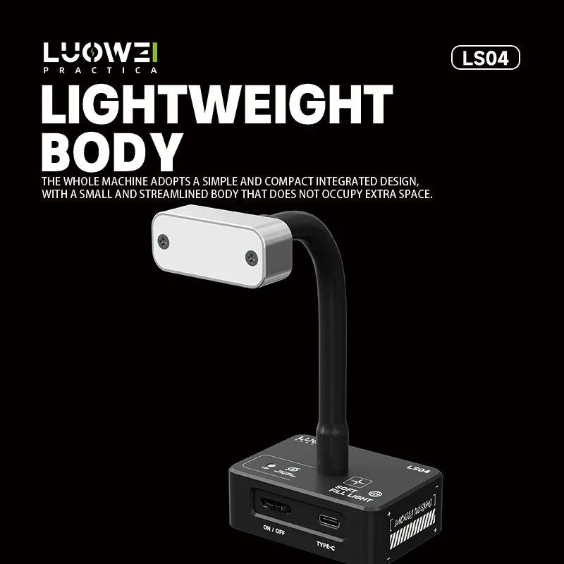 LUOWEI LS04 Mini Soft Fill Light USB TypeC Powered 6500K Stepless Dimmable Desk Lamp Electronics Workbench Tool for Phone Repair