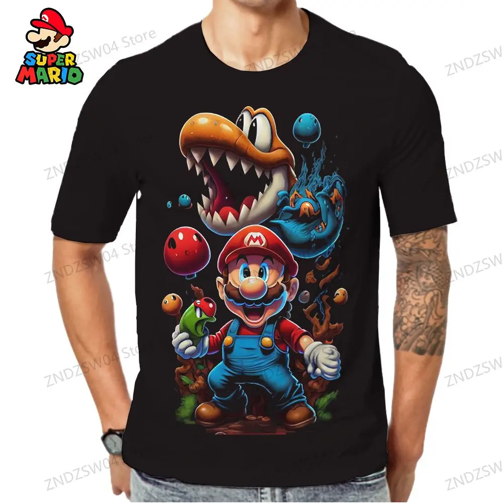 Super Mario Anime Heren Kinder T-Shirt 2024 Snelle Droge Ouder-Kind Kleding T-Shirts Zomer 3d Print Streetwear Mode 110-6xl