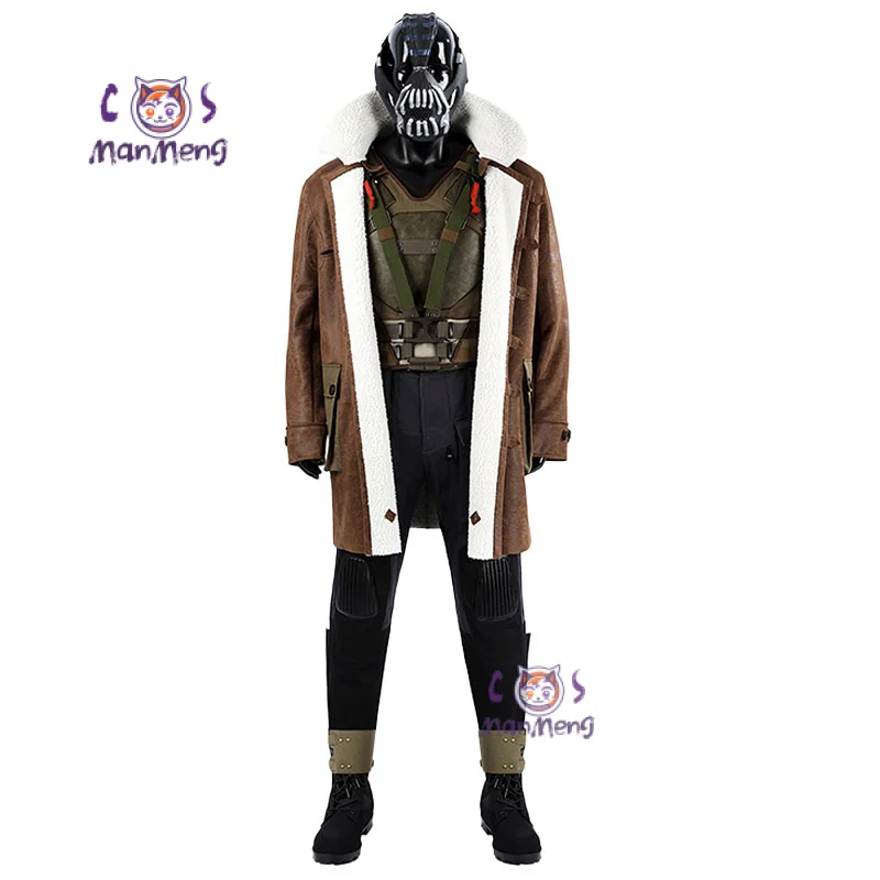 The Dark Knight cos Rises Bat Cosplay Bane Costume Shoes Mask overcoat Props accessories Halloween Man fantasy Suit New uniform