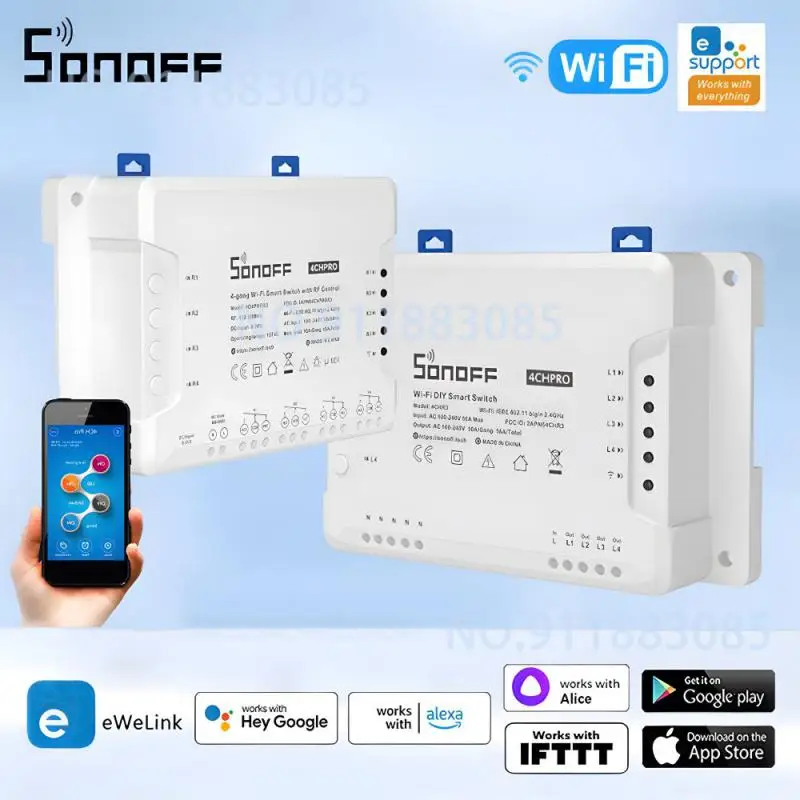 

SONOFF 4CH PRO R3/4CH R3 Smart Switch WiFi Wireless Switch Module Voice Control Support Alexa Google EWeLink Smartthings Alice