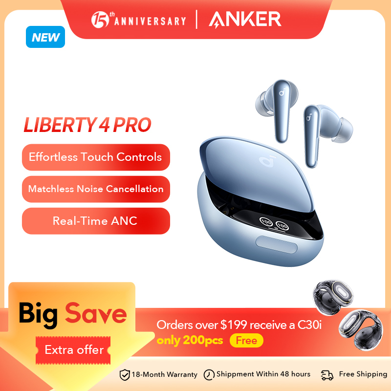  Soundcore by Anker Liberty 4 Pro Noise Cancelling Wireless Earbuds Earphone Bluetooth Wireless Bluetooth Earphones Headphones