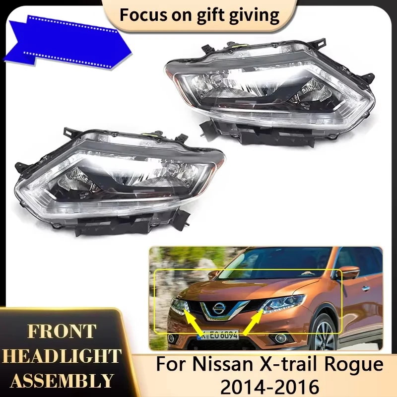 

For Nissan X-trail Rogue 2014 2015 2016 Car LED Headlamp Assembly Running Light Headlight Clear Lens Replacement Accessories