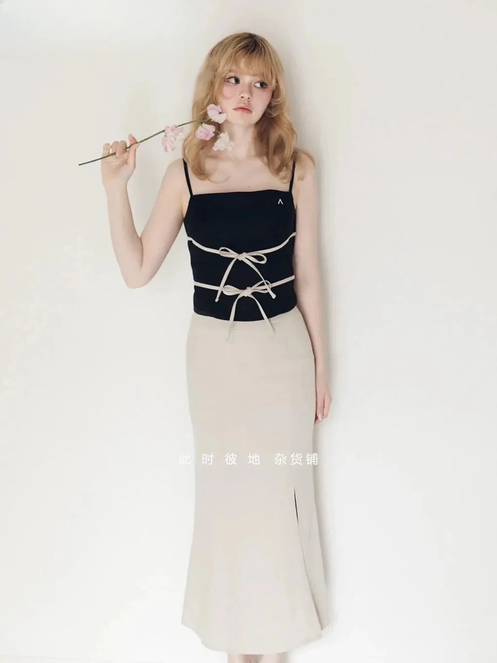 

Spring Summer Women's Two Piece Sets Japanese Style Lace-up Suspender Top + Skirt Set Fashion Casual Elegant Outfits for Women