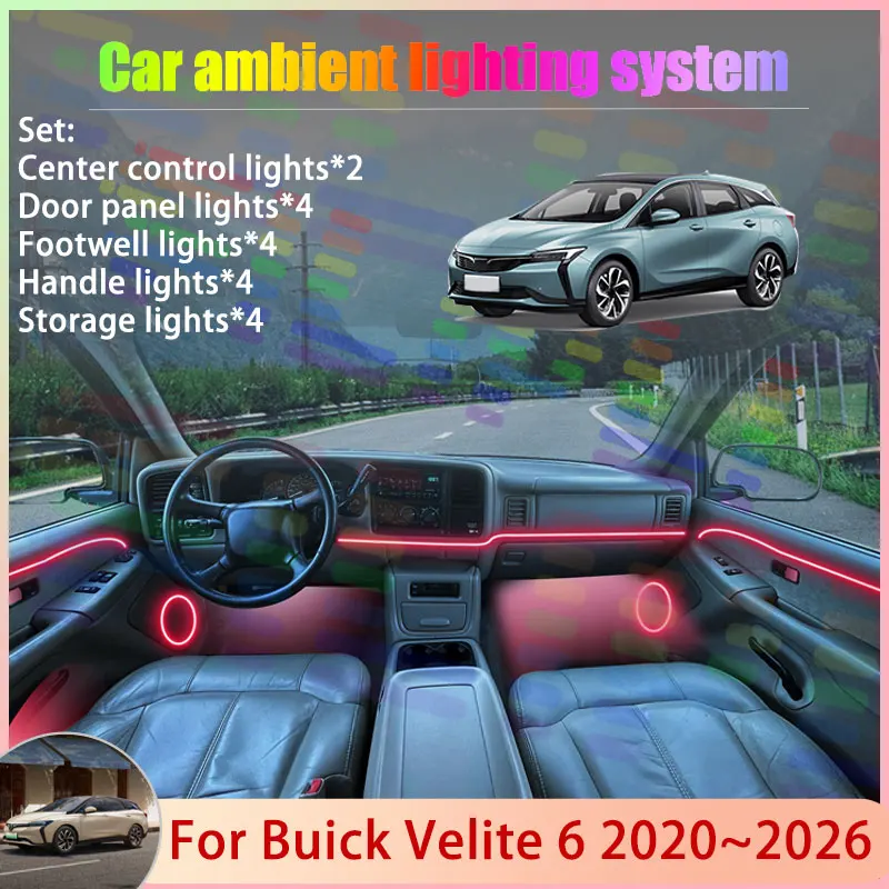 

For Buick Velite 6 2020~2026 2021 PHEV 2/24 in 1 Car Atmosphere Light Lamp RGB Shade Ensemble Streamer Atmosphere Set Auto Parts