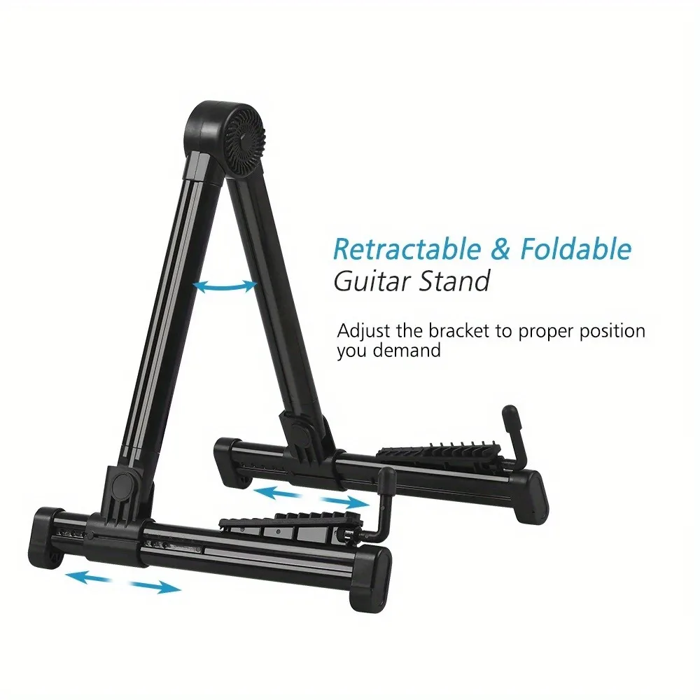 Adjustable Guitar Stand - Folding Free-Standing Holder for Acoustic, Electric, Bass, Guitar, Mandolin, Banjo, Ukulele & Violin