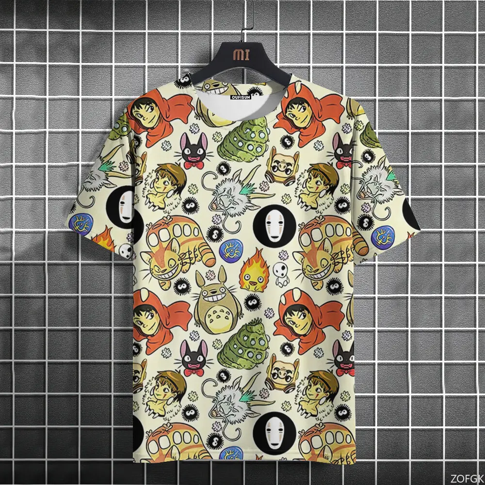 3D أنيمي الكرتون توتورو لطيف مطبوعة قصيرة الأكمام الصيف عارضة أزياء جولة الرقبة شخصية فضفاضة تي شيرت #2