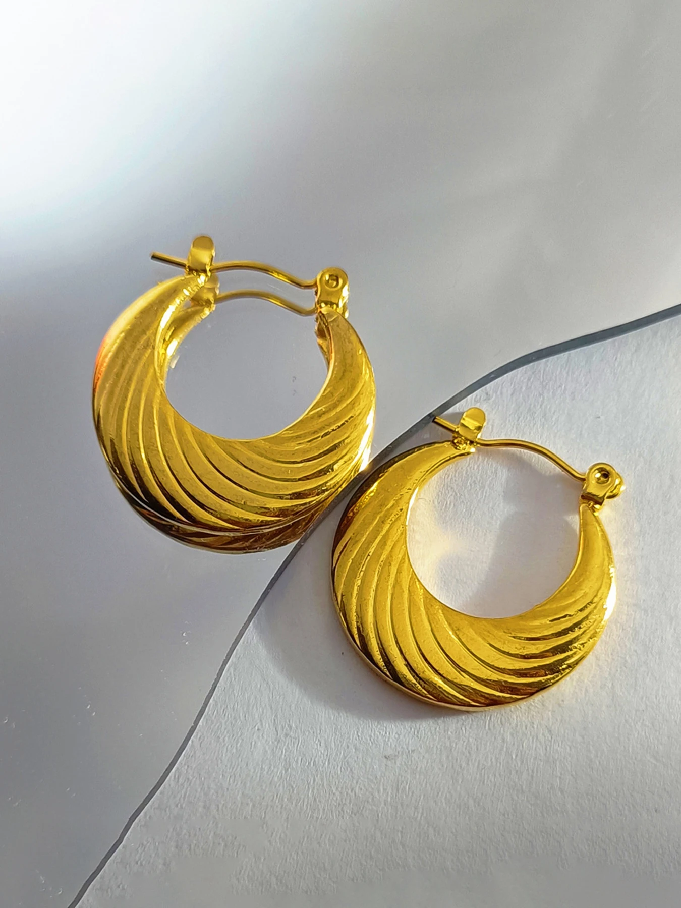 

French Luxury Stainless Steel Stud Earrings, Asymmetrical Design, Elegant U-Shape, Sexy Style, All Seasons Jewelry