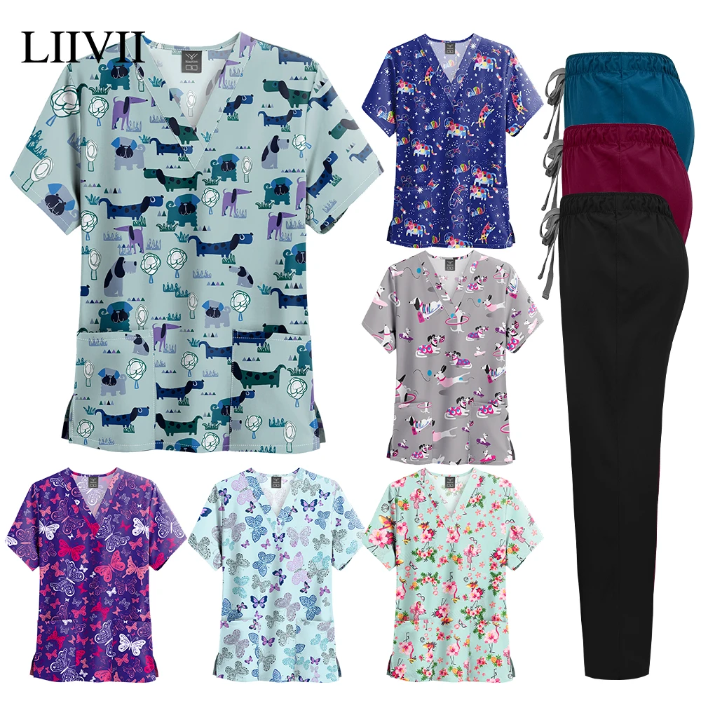 conjunto-de-scrubs-estampados-caes-gatos-coelhos-para-mulheres-e-homens-uniformes-medicos-veterinarios-para-pet-shops-dentistas-e-enfermeiros