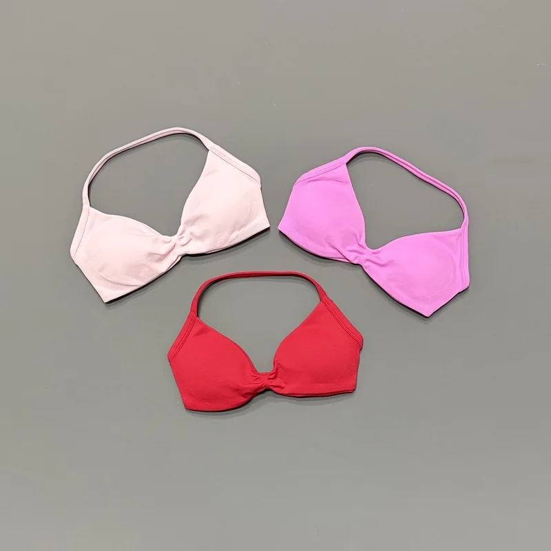 HISTELLO Sport-BH für Damen, nahtlos, Neckholder-Stil, elastische Unterstützung, gepolstert, Bruststraffung, Körperformung, für den täglichen Sport, Yoga, Workout, Gym-Tops – Detail 9