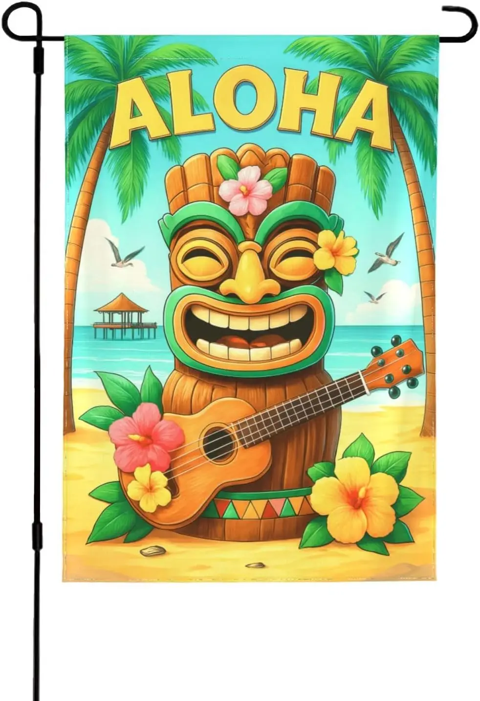 Welcome Summer Garden Flag 12x18 Double Sided Tiki Bar Hawaii Tropical Luau Hibiscus Flags for Yard Outdoor Decor, Small Sea ZZM