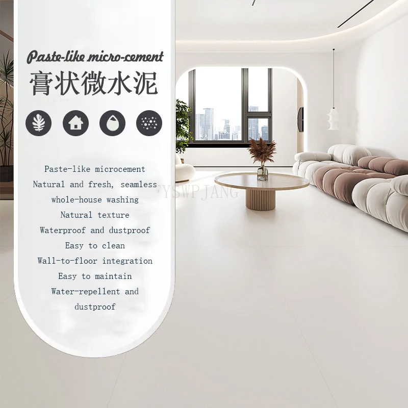 

1 кг пастообразного микроцемента, готового к использованию после вскрытия ведра, водонепроницаемого, пыленепроницаемого, легко моющегося, износостойкого и устойчивого к истиранию покрытия для стен и пола.