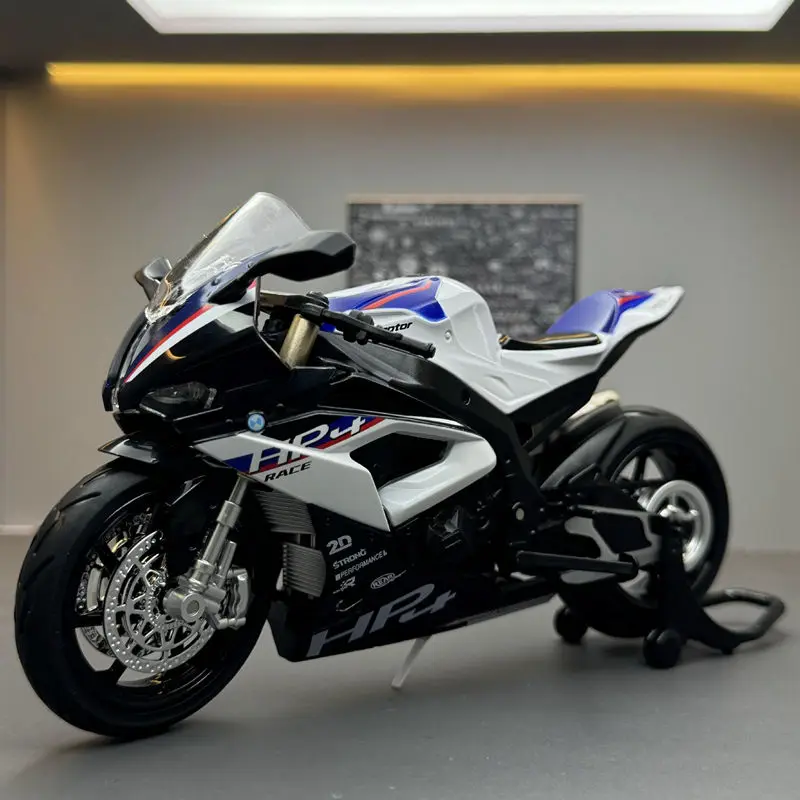 1:12 S1000RR HP4 Race Alloy Top luxury Sports Motorcycle Model Diecast Metal Road Racing Motorcycle Model Sound Light Kids Gifts