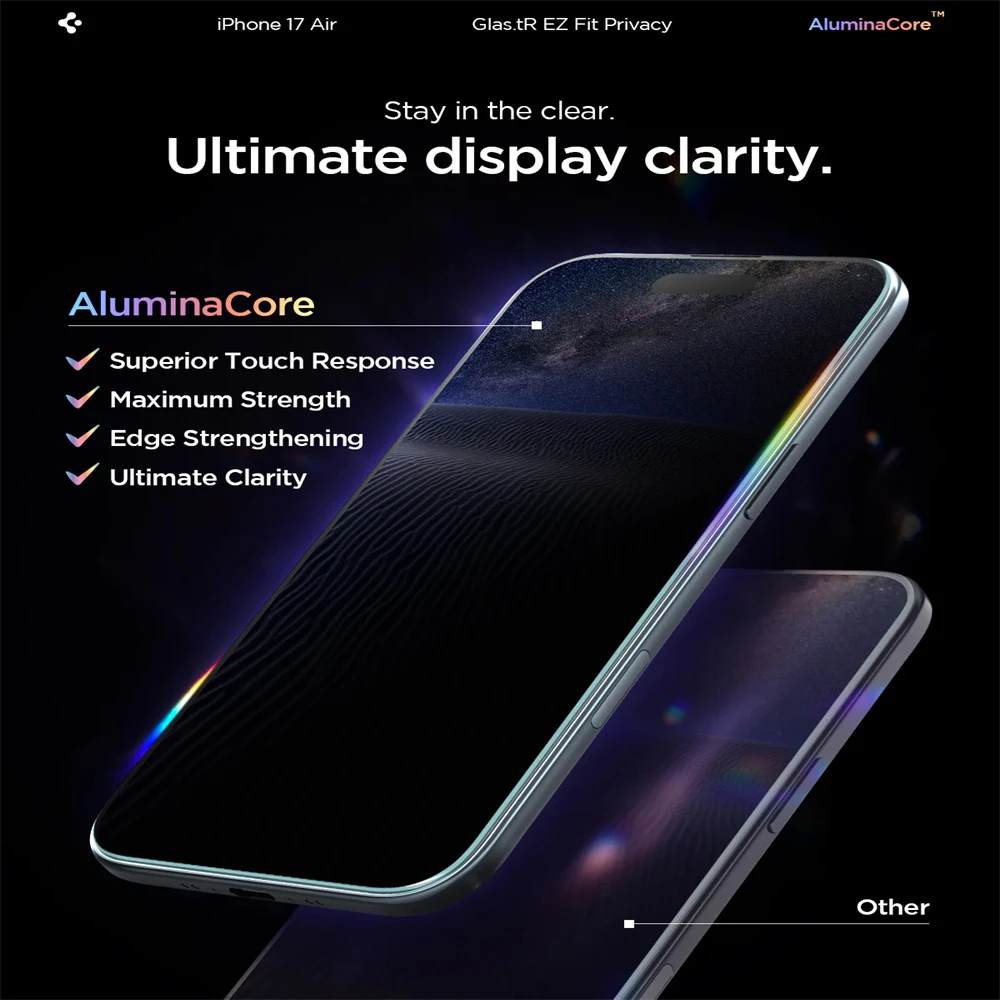 2 Stück Spigen Glas.tR EZ Fit Sensor-Schutzfolie für iPhone 18 17 Pro Max 16 15 14 Plus Air Panzerglas Sichtschutzfolie – Detail 11