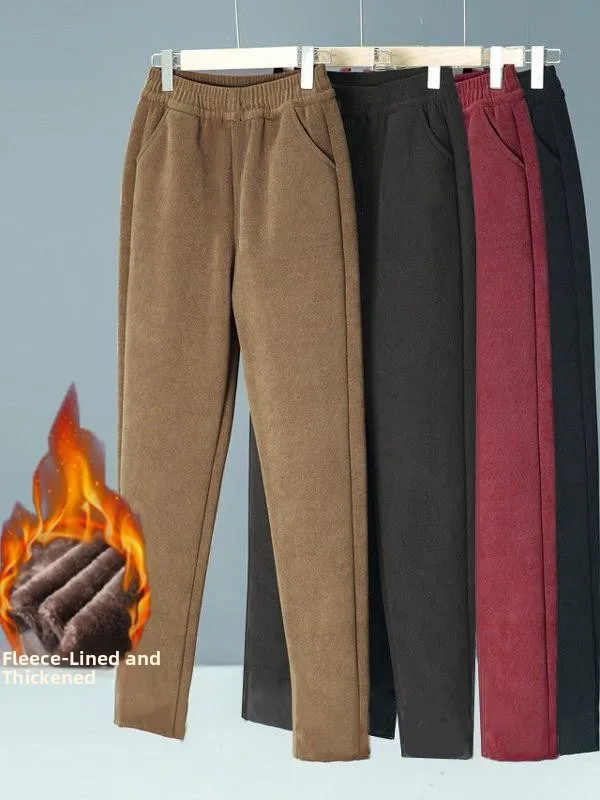 

Женские прямые повседневные брюки на подкладке Fce, новинка зимы 2024, свободные длинные брюки, модные брюки Харлан для мамы