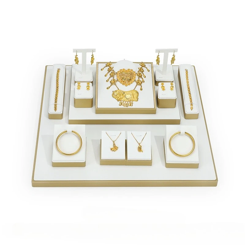 

Jewelry display stand, gold and white brushed necklace, ring pendant, jewelry display prop, K gold pearl jewelry rack