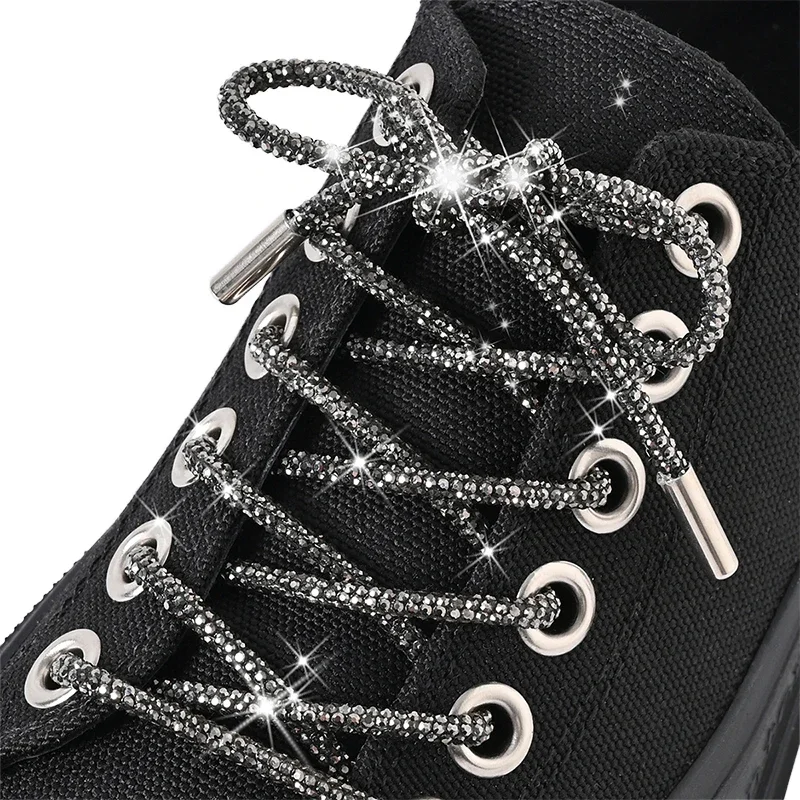 2Pcs Rhinestone Shoe Lace Luxury Diamond Shoelace Charms for Sneakers ShoeLace Bright String Cross Braiding Strap DIY Drawstring