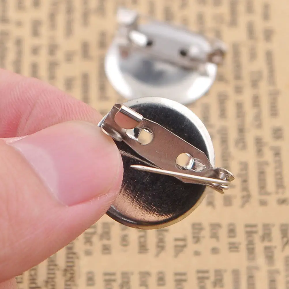 100 unidades de bases para broches, bandeja de aleación redonda para manualidades, placa base para broches de 25 mm, ideal para accesorios de piedras decorativas, regalo de cumpleaños y decoración.