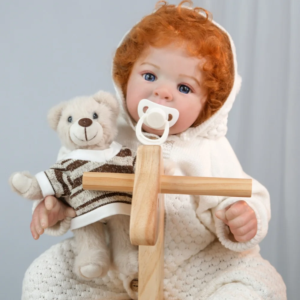 Cloveray 24 inch realistische herboren babypop kalmeren hoogwaardige vinylpop met beerpop originele baby metgezel speelgoed kindgeschenken