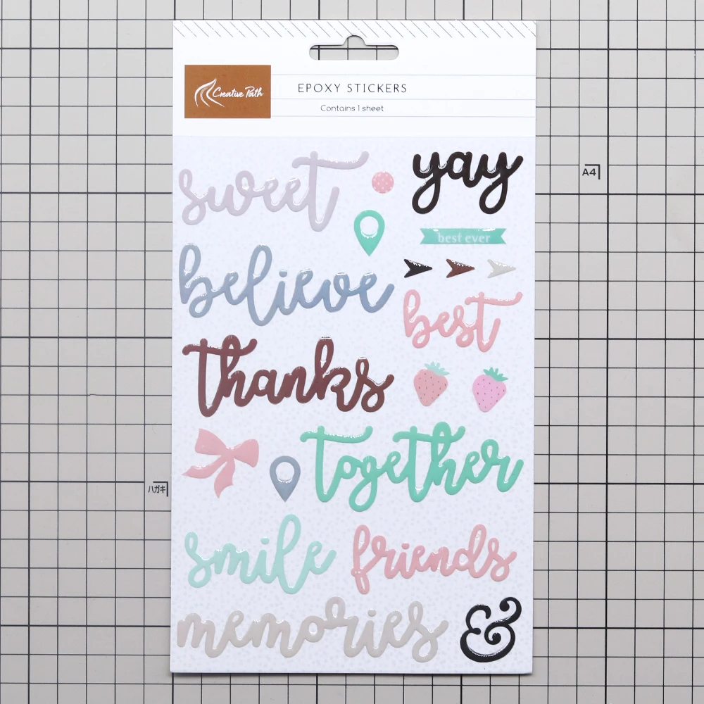 Creatieve Path Epoxyhars Woorden Scrapbooking Deco Stickers Zoete Glimlach Bedankt Stickers Voor Journaling Planner DIY Kaarten Maken