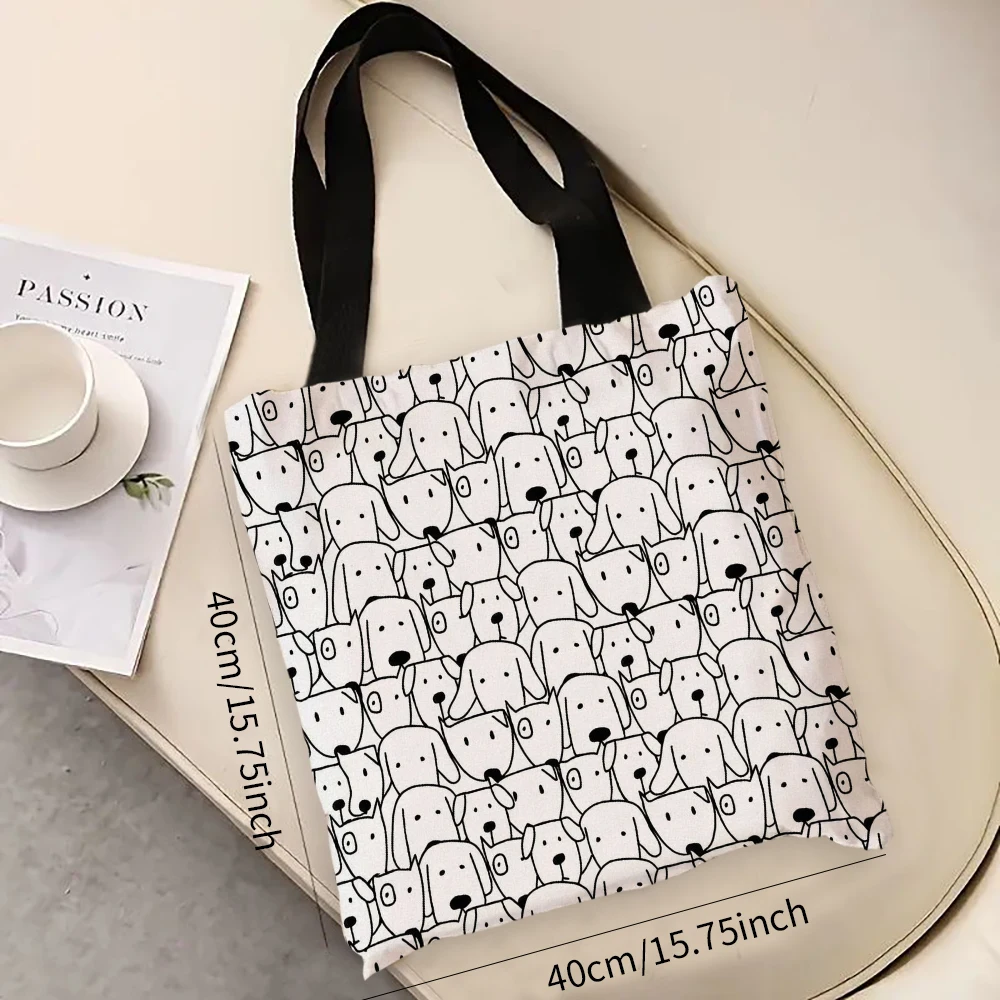 

Polyester Dog Print Handbag Women Casual Totes Underarm Top Handle Bag Lady Shopping Travel Bags 7.3