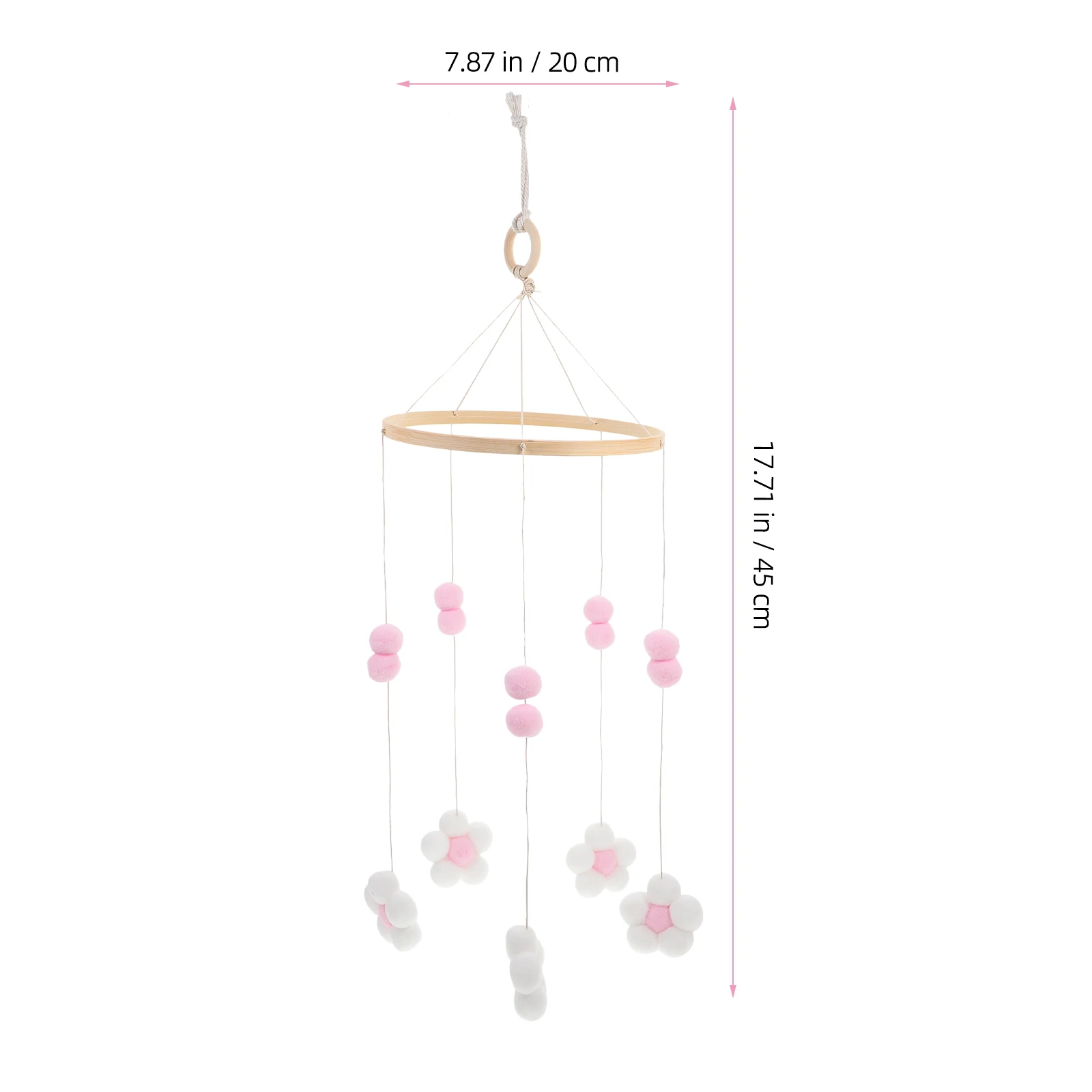 

European Wind Chime Decoration Nursery Room Baby Girl Hanging Ornament Bedroom Cotton Wool Ball Wooden Beads Crib