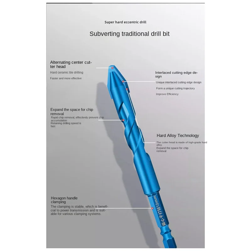 

10Pcs Crooked Head Eccentric Drill 10-Piece Multi-Purpose Drill Set, Focused On Glass Concrete, For Ceramics, Brick