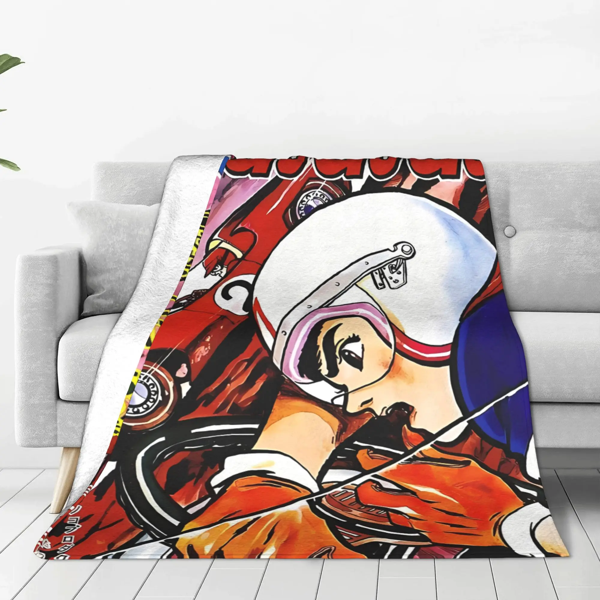 1PC Home Cute Room Decor Mach Go Go Go Blanket Throw Blanket Speed Racer Novelty Warm Blanket All Season