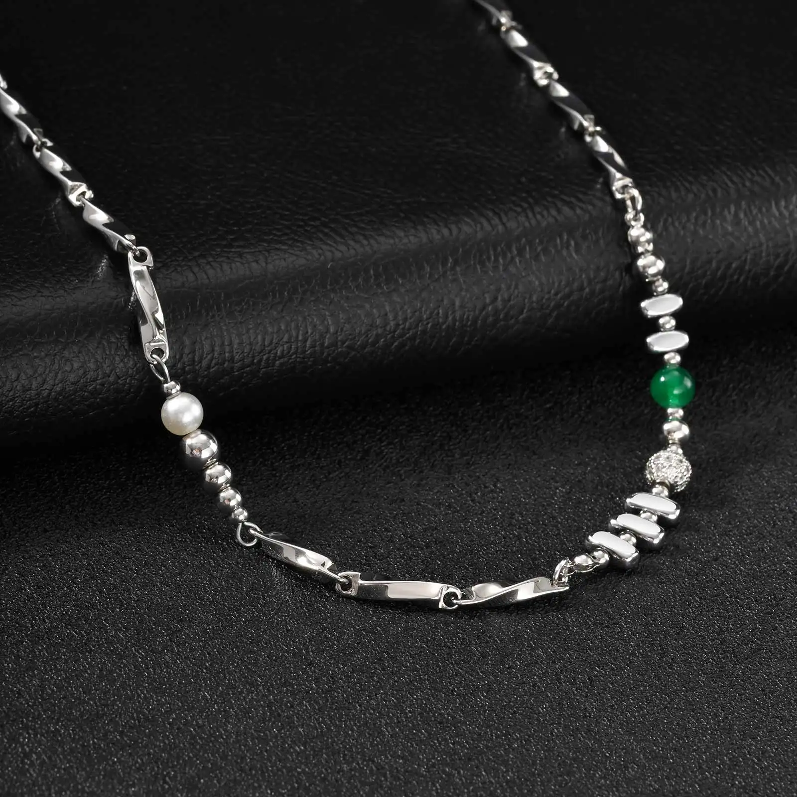 Vnox Stainless Steel Mobius Bead Chain Necklaces for Men Women, 48-53cm Adjustable Length 3.6mm Wide Hip Hop Unisex Jewelry Gift