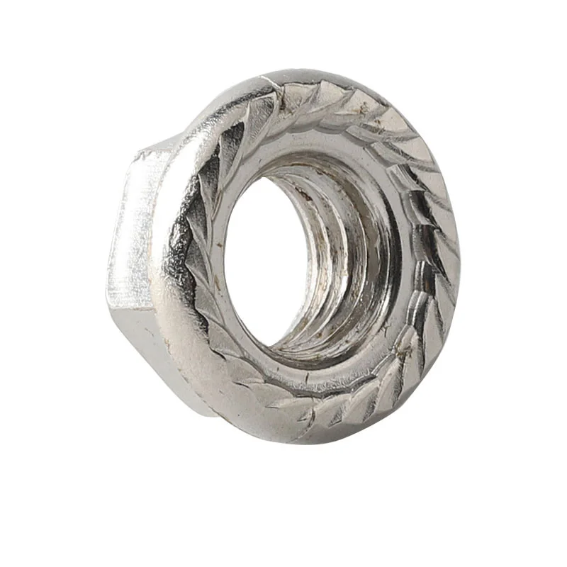 M2 M2.5 M3 M4 M5 M6 M8  Nickel Plated Hexagon Flange Nut Pinking Slip Locking Lock Nut   Serrated Flange Lock Nuts view 3