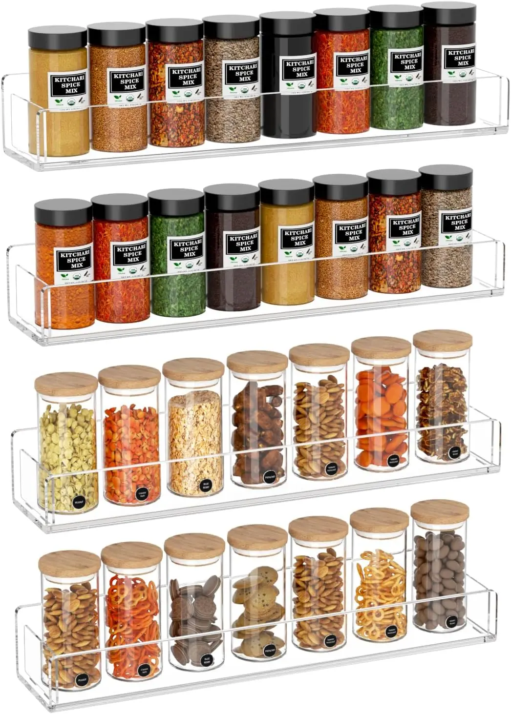 

Wall Mounted Spice Rack Organizer,Clear Acrylic Spice Shelf Storage Holder,Hanging Seasoning Rack Organizer for Wall Ki