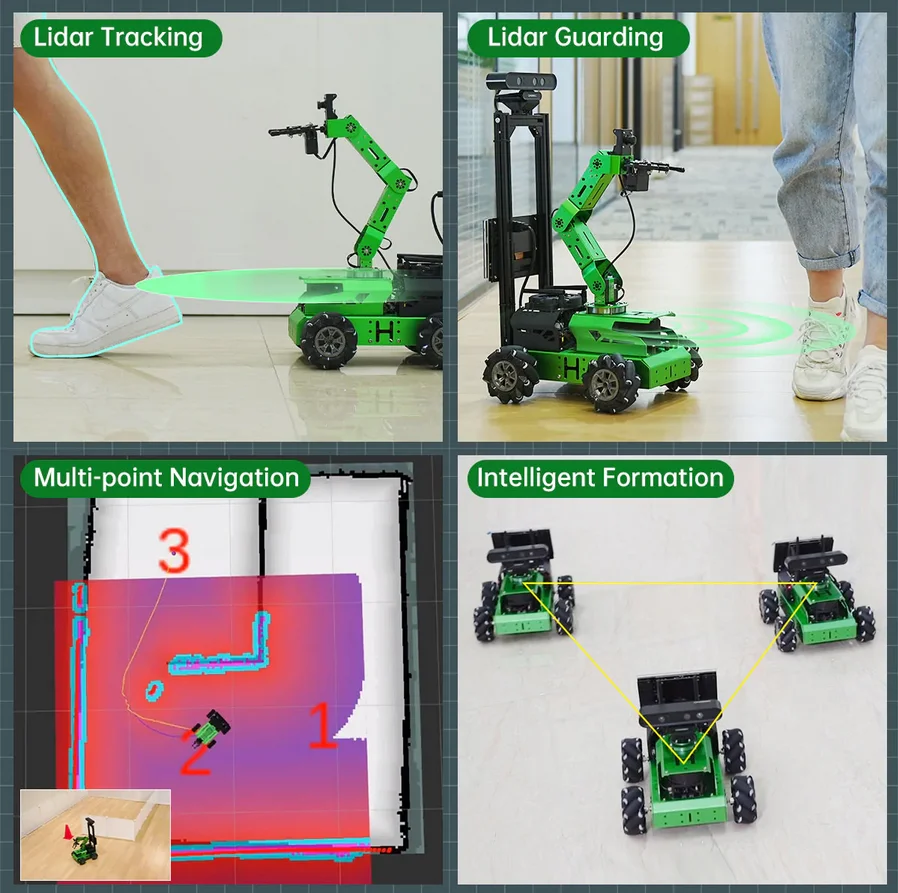 JetAuto Pro ROS Mecanum rueda Robot coche con visión brazo robótico alimentado por Jetson Nano soporte SLAM mapeo/navegación/Python