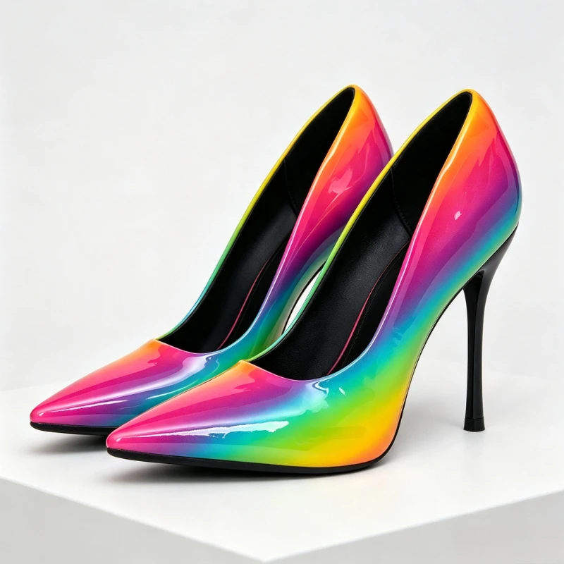 Fashion Color-Printed Ultra High-Heel Women's Pumps Pointed-Toe Sexy High-Heels for Ladies Luxury Designer Evening Shoes Sandals