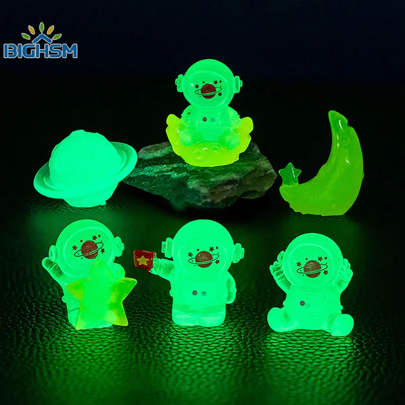 Cartoon Luminous Astronaut Miniature Ornament Mini Glow Figurine Micro Landscape Garden Decorations DIY Car Interior Toys